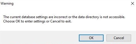 Current Database Settings Are Incorrect – SOTA Imaging